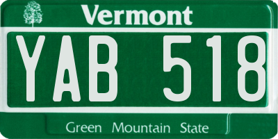 VT license plate YAB518