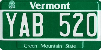 VT license plate YAB520