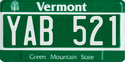 VT license plate YAB521