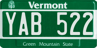 VT license plate YAB522
