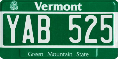VT license plate YAB525
