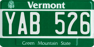 VT license plate YAB526