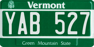 VT license plate YAB527