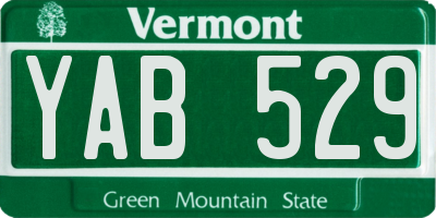 VT license plate YAB529
