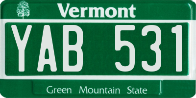 VT license plate YAB531