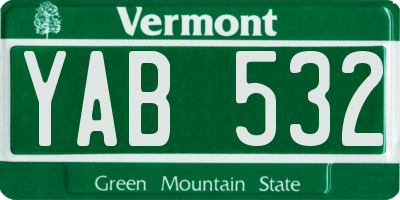 VT license plate YAB532