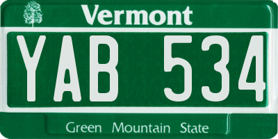 VT license plate YAB534