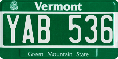VT license plate YAB536