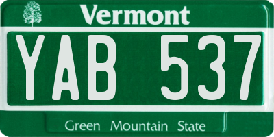 VT license plate YAB537