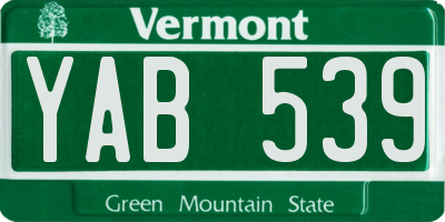 VT license plate YAB539