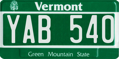 VT license plate YAB540