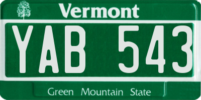 VT license plate YAB543