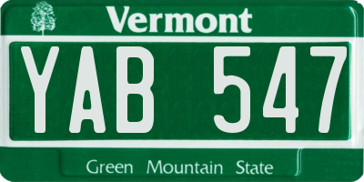 VT license plate YAB547