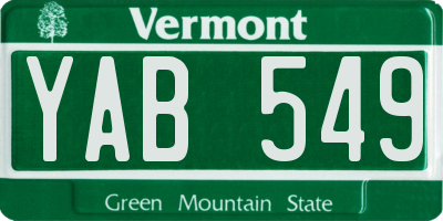 VT license plate YAB549