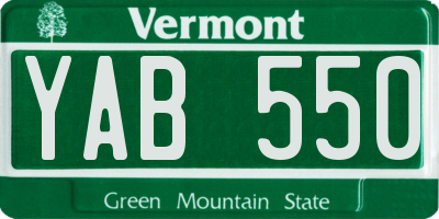 VT license plate YAB550
