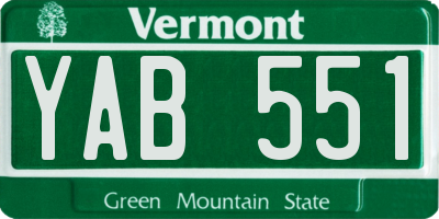 VT license plate YAB551