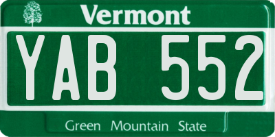 VT license plate YAB552