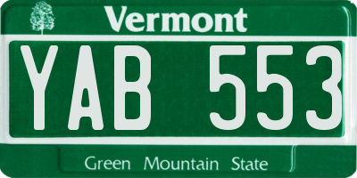 VT license plate YAB553