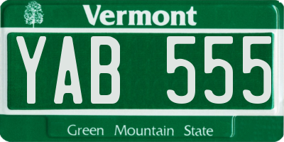 VT license plate YAB555