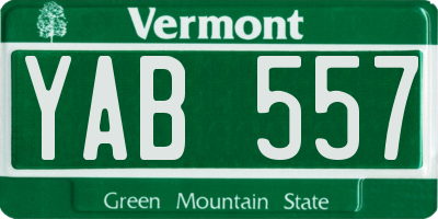 VT license plate YAB557