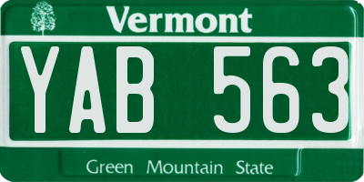 VT license plate YAB563