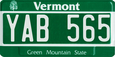 VT license plate YAB565