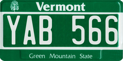 VT license plate YAB566
