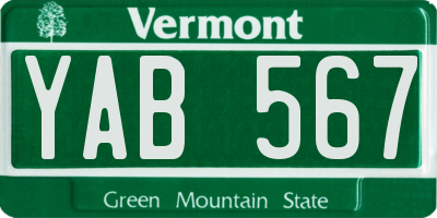 VT license plate YAB567