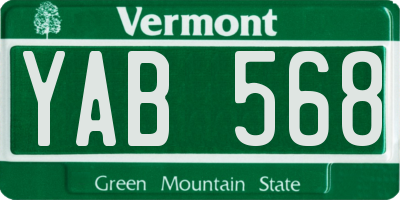 VT license plate YAB568