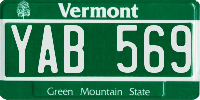 VT license plate YAB569