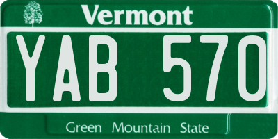 VT license plate YAB570