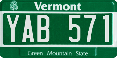 VT license plate YAB571