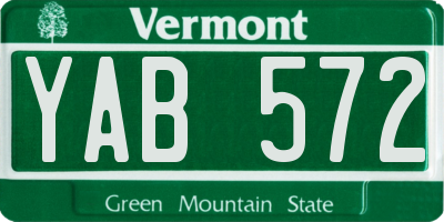 VT license plate YAB572