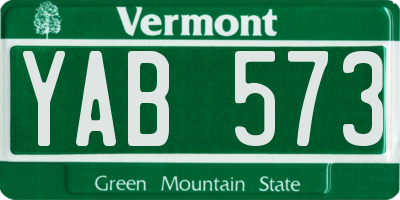 VT license plate YAB573