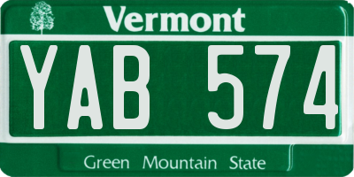VT license plate YAB574