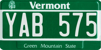 VT license plate YAB575