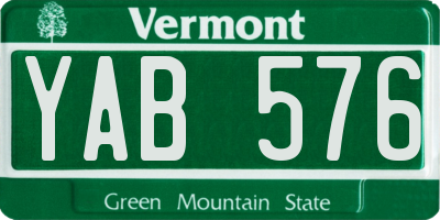 VT license plate YAB576