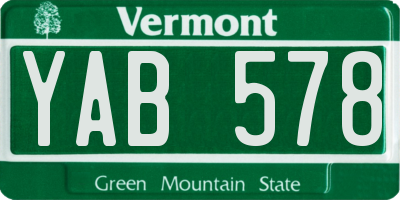 VT license plate YAB578