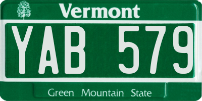 VT license plate YAB579