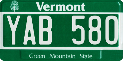 VT license plate YAB580