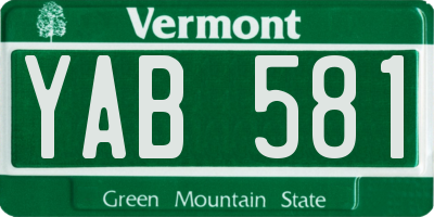 VT license plate YAB581