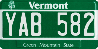 VT license plate YAB582