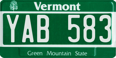 VT license plate YAB583