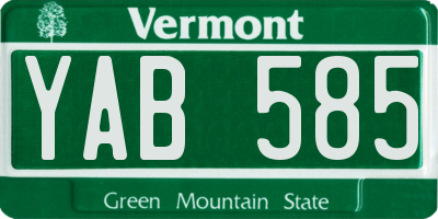 VT license plate YAB585