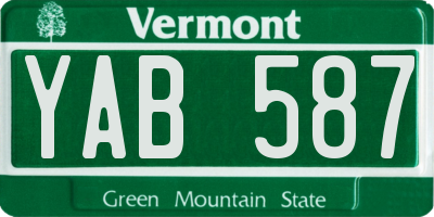 VT license plate YAB587