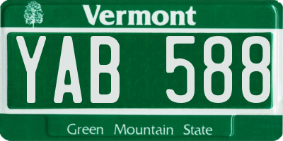 VT license plate YAB588