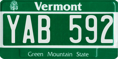 VT license plate YAB592