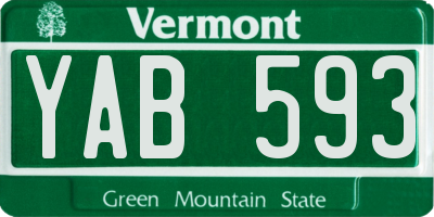 VT license plate YAB593
