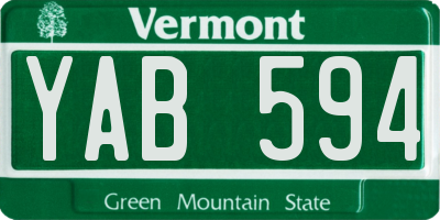 VT license plate YAB594