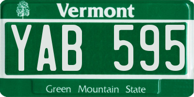 VT license plate YAB595